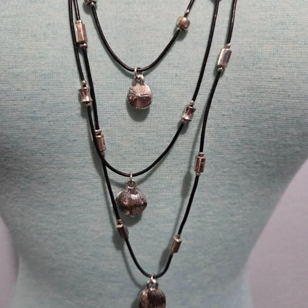 Artisan Smoky Quartz Style Statement Necklace - Leather & Silver-Tone